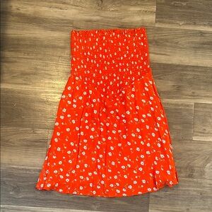 Love Fire Orange White Strapless A-line Dress